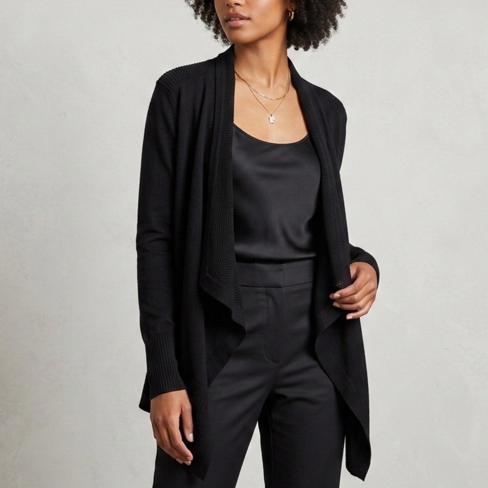LOFT Elegant Black Open Cardigan